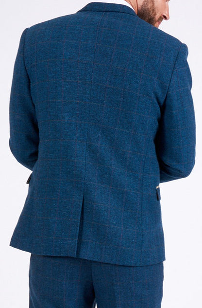 Marc Darcy Dion Blue Tweed Check Blazer