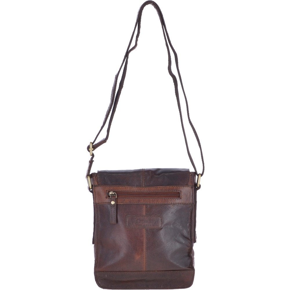 Ashwood Mens Small Vintage Wash Leather Travel Bag G-31 Brandy