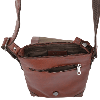 Ashwood Mens 3 Pocket Luxury Small Leather Flight Bag Jack Tan