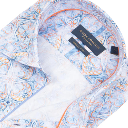 Guide London Long Sleeve Shirt with Faded Tile Effect Print - LS76471