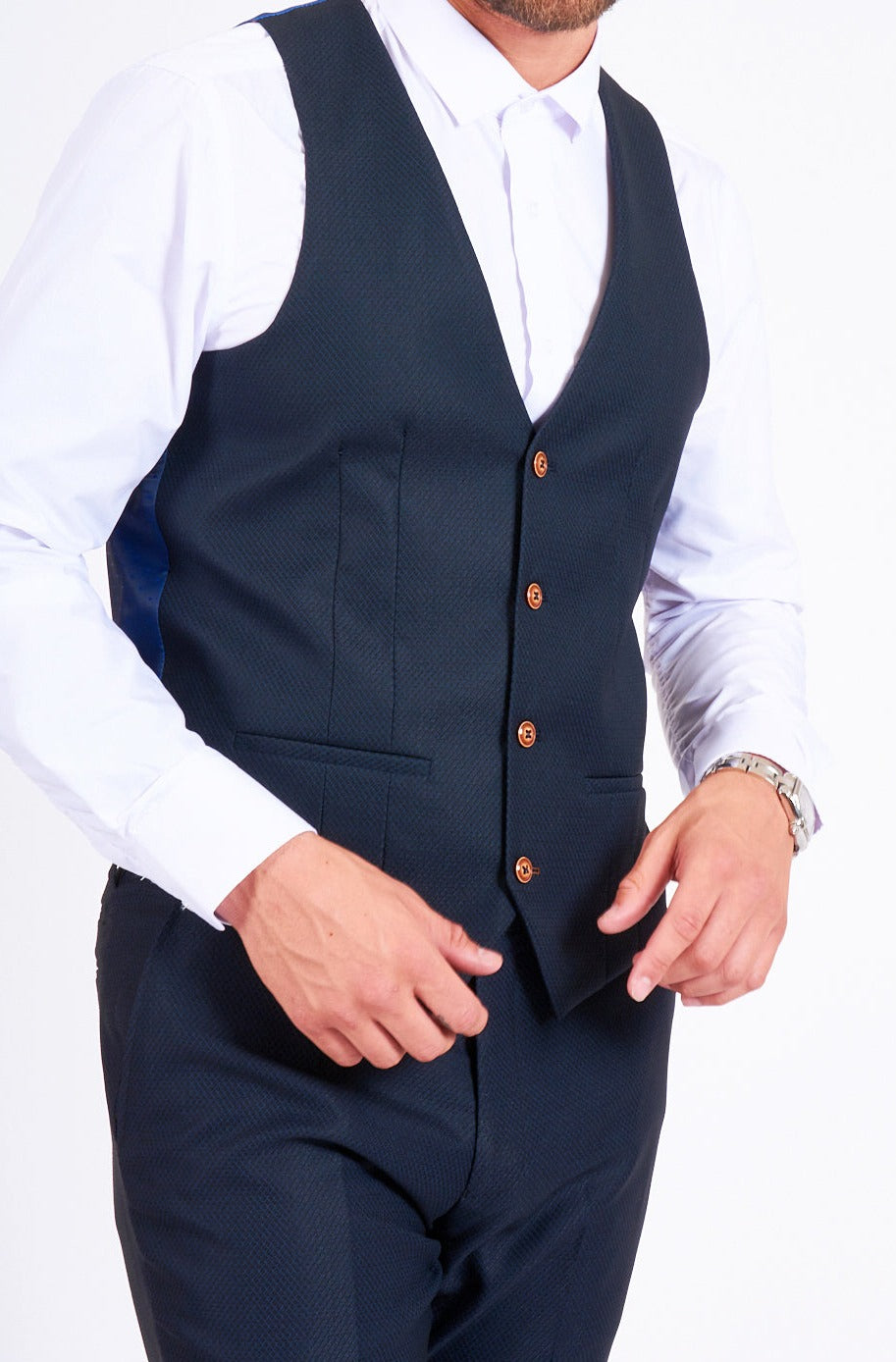 Marc Darcy Max Navy Blue Single Breasted Waistcoat