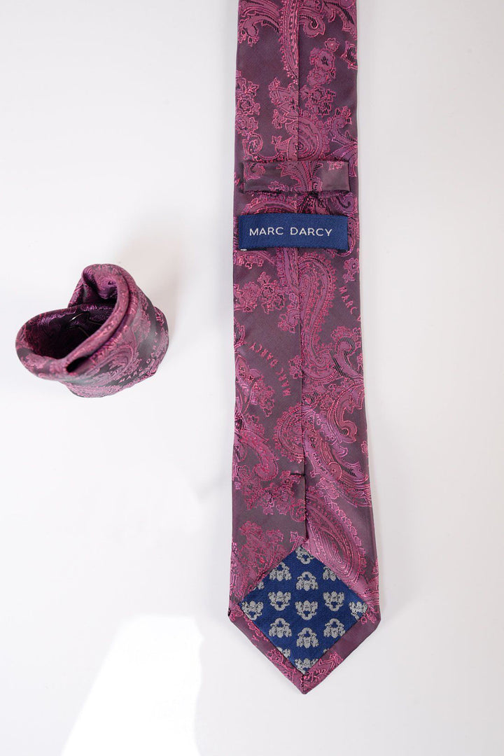 Marc Darcy MD Paisley Tie and Pocket Square Set Berry
