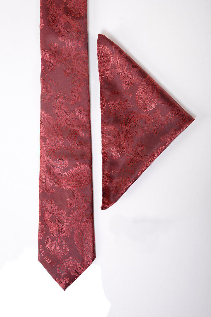 Marc Darcy MD Paisley Tie and Pocket Square Set Wine